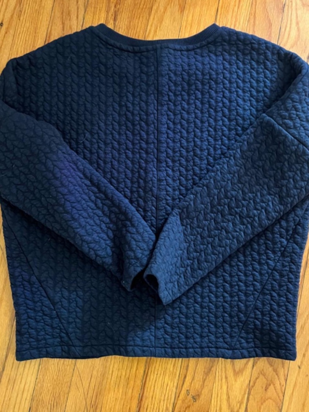 United Colors of Benetton Sweatshirt Womens Navy XS Quilted Crew Neck Casual - Picture 3 of 3